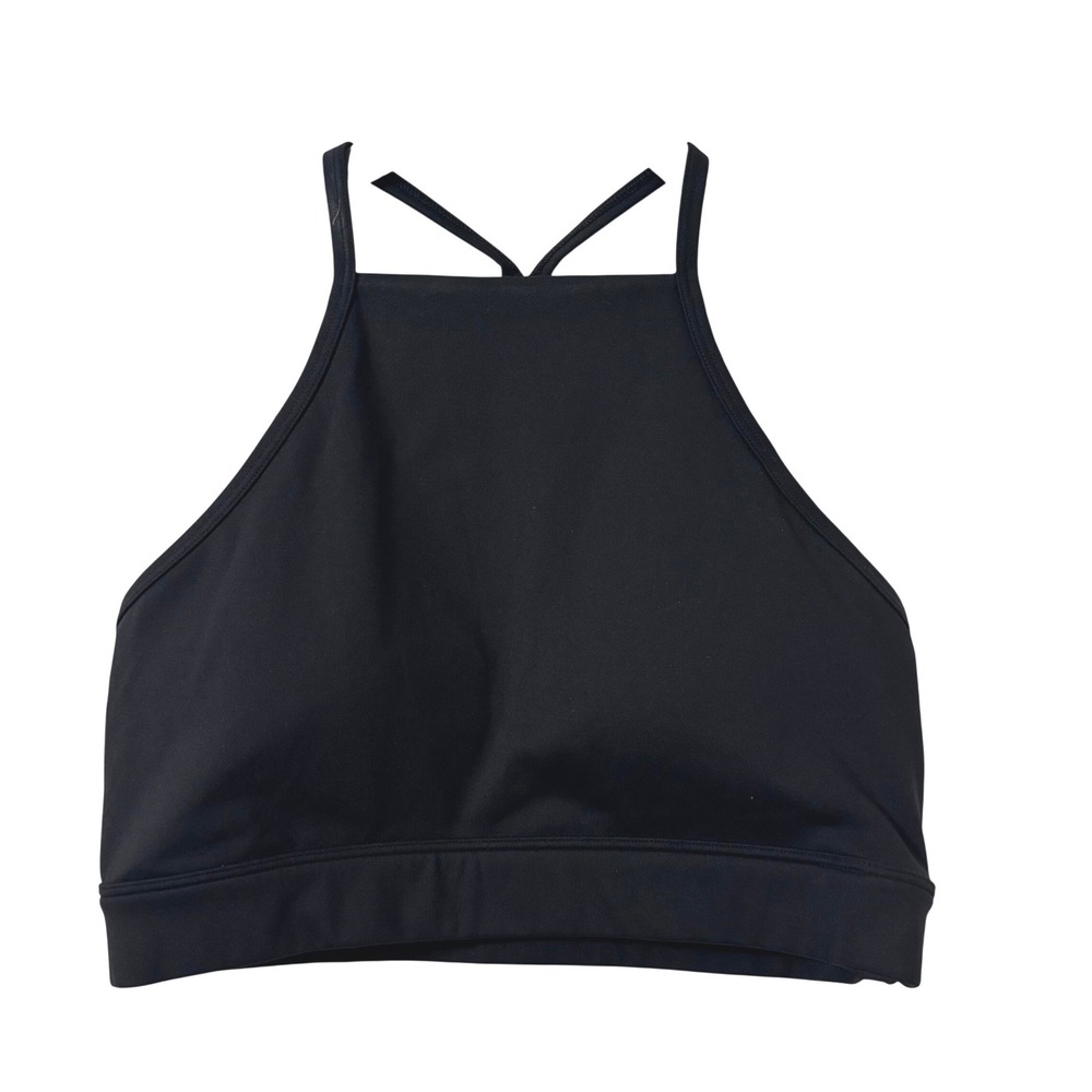 Gilly Hicks Black High Neck Racerback Sports Bra Medium‎ Smiley Logo Activewear